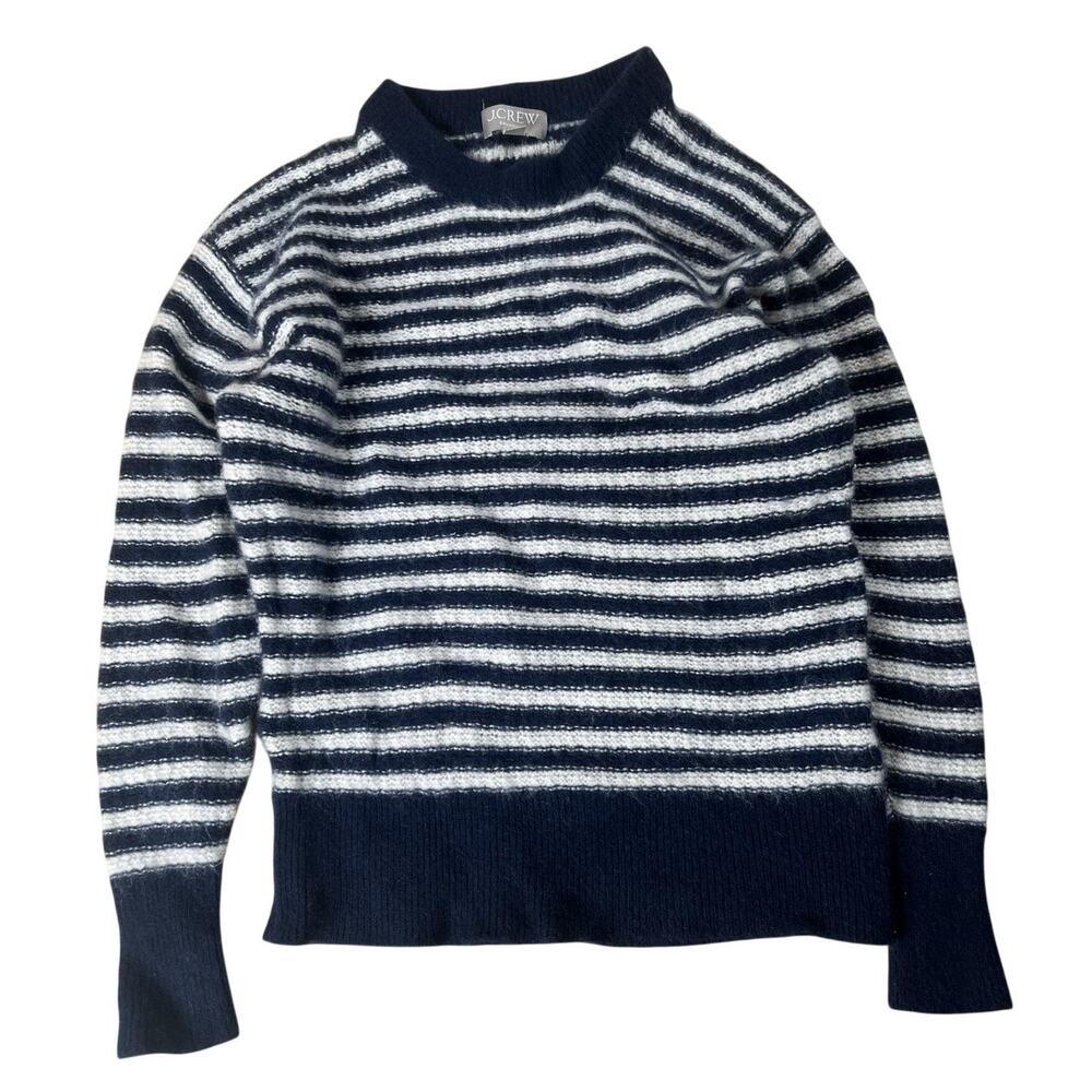 J.CREW Sweater Womens XS Blue Cashmere Striped Crew Neck Lightweight Tight-Knit